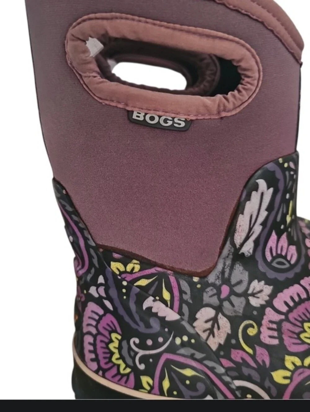 BOGS Classic Mid Tuscany Boots Women 10 Purple Floral Waterproof Rain Garden